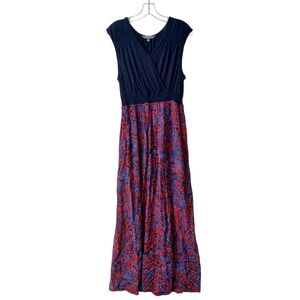 Daisy Fuentes Blue and Red Maxi Dress Size Large